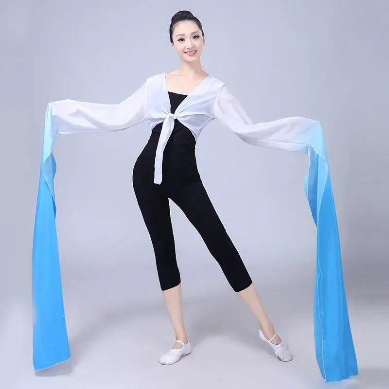 Chiffon Water Sleeves Yangko Dance Practice Tops Chinese Classical Dance National Hanfu Dance Beijin