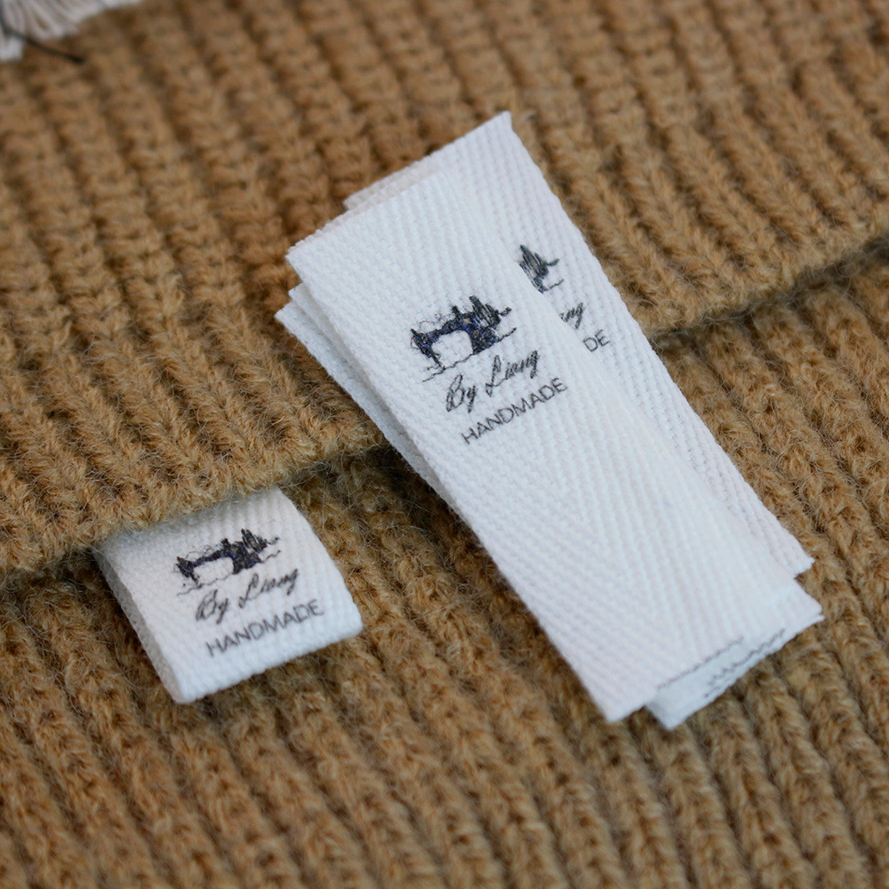 

15X50mmCustom Twill Clothing Label-Personalized Brand Organic Cotton Tags Logo or Text,Sewing Machine,Washable Cream Label(2033)