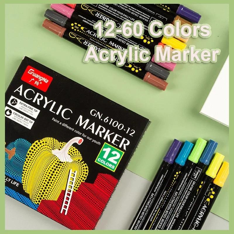 

Acrylic Paint Marker 12/60 Colors Extra Fine and Dots Tip Dual Head Marker Pens Graffiti Manga Calligraphy Art Drawing Supplies