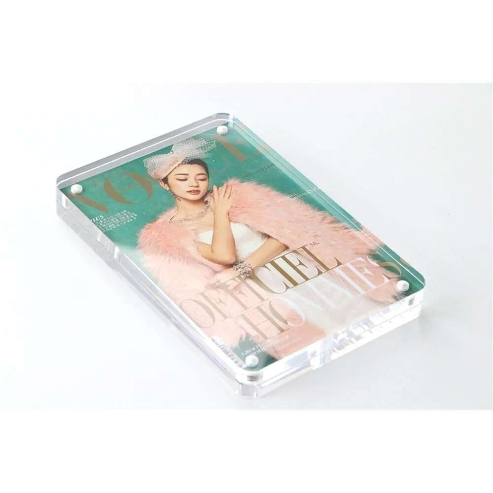 

2pcs Acrylic Block Frame A6 Photo Frame Price Tag Paper Info Display Promotion Desk Sign Holder Magnetic Name Card Holder