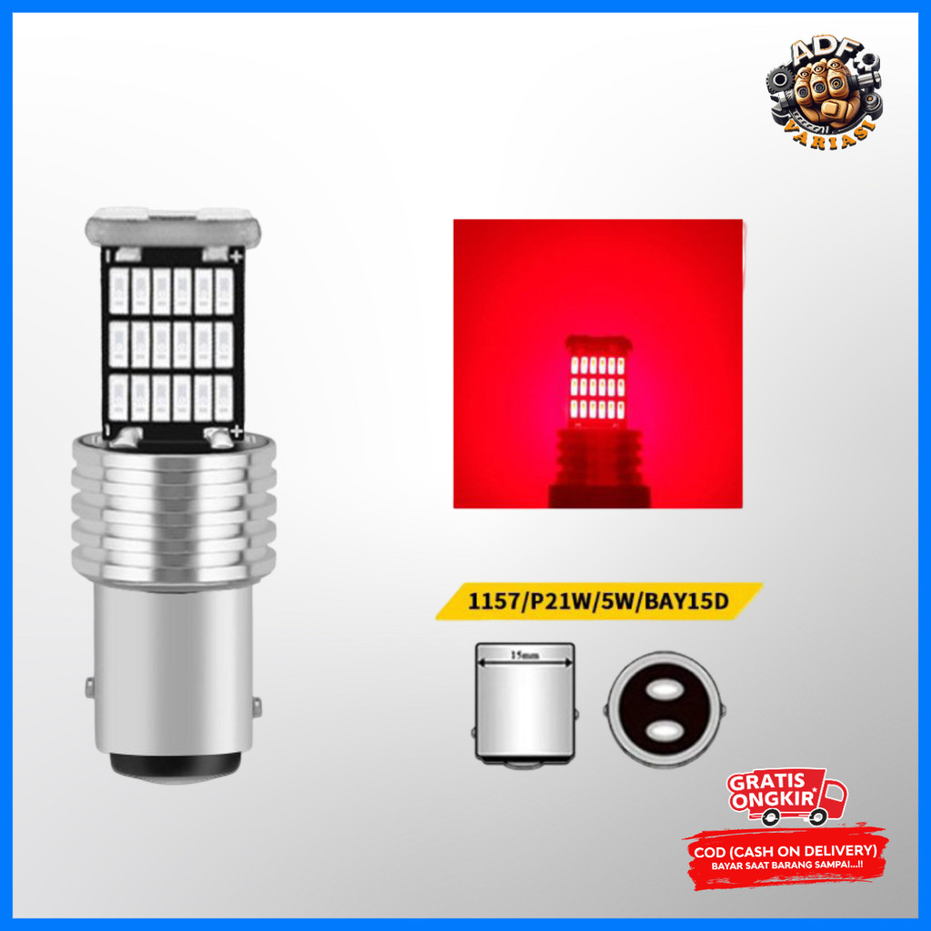Lampu Rem Motor Mobil LED 45 Titik / Stop Lamp LED Bay15D Bayonet DC 2 Kaki