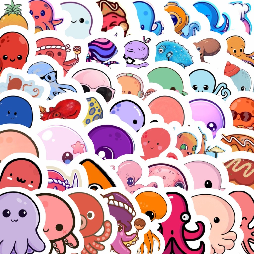 

Stiker Cutting Pack Stiker Baby Octopus [Gurita] Isi 100Pcs Series Aesthetic Lucu Keren Untuk Koper Bahan Vynil