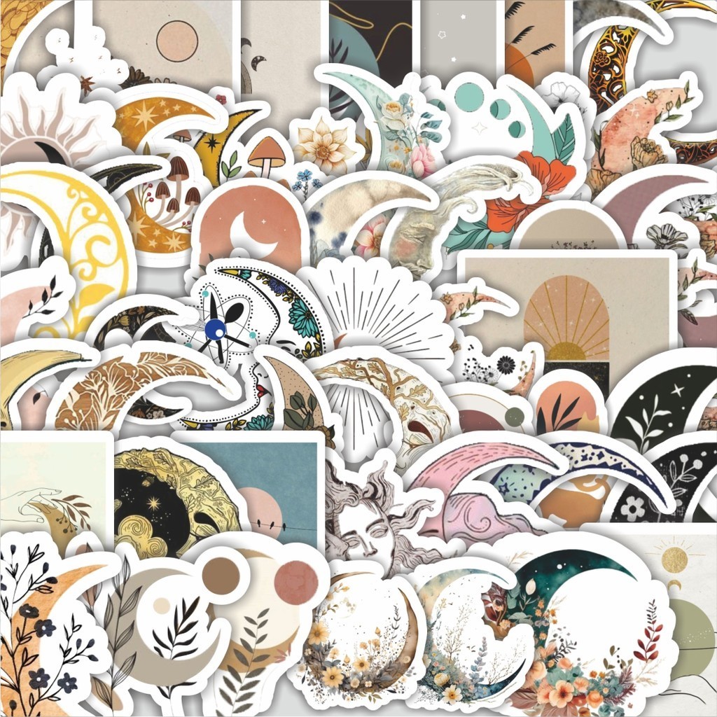 

Stiker Cutting Pack Stiker Moon/Bulan Aesthetic Isi 100Pcs Series Aesthetic Lucu Keren Untuk Koper Bahan Vynil