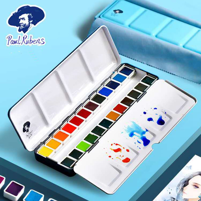 

Paul Rubens Artist Solid Watercolor Paint Set Professional Water Color Pigment with Metal Palette For Painting Art Supplies