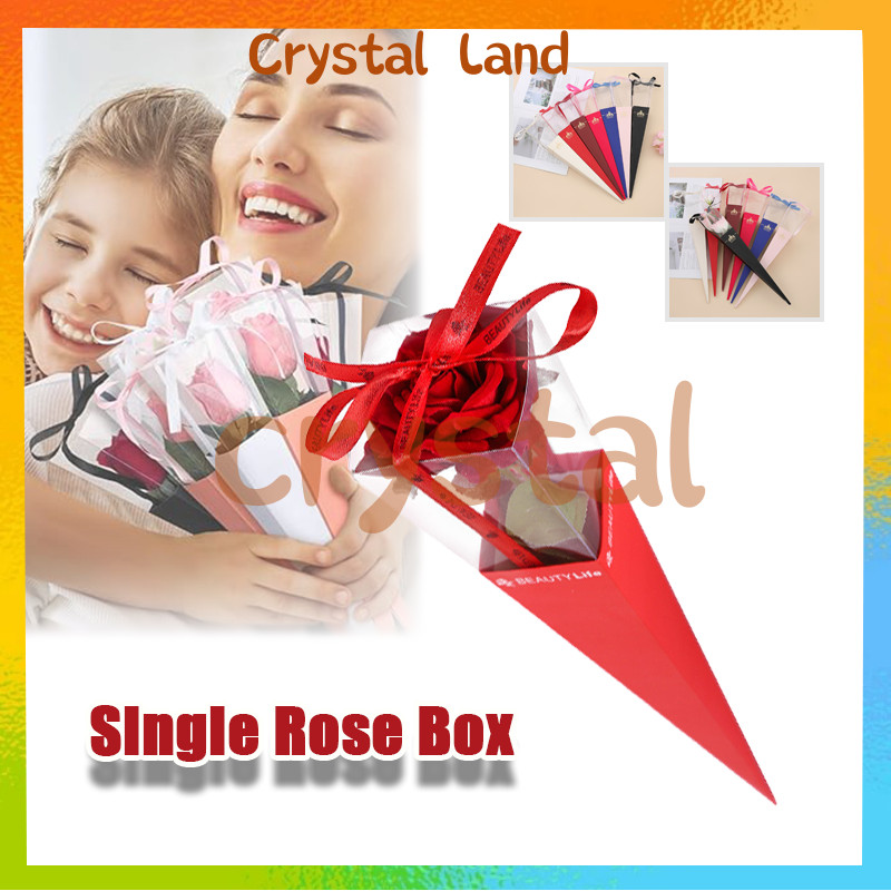 

(10 Pcs) Single Rose Box Wrapping Mawar Mika Transparan