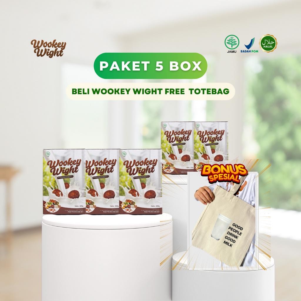 

Paket 5 Box Wookey Weight - Susu Penambah Berat Badan Alami