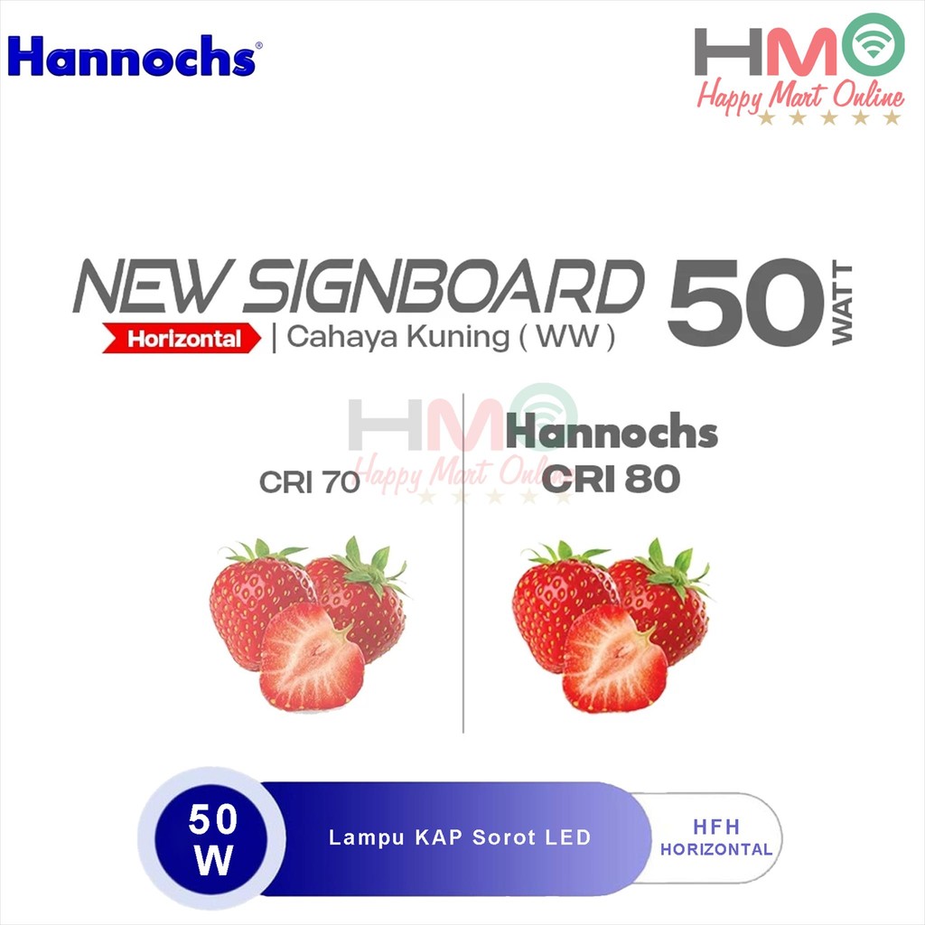 Hannochs Lampu Sorot 50 Watt Cahaya Kuning HFH50W Warm White Kap Sorot Waterproof 50W Flood Light