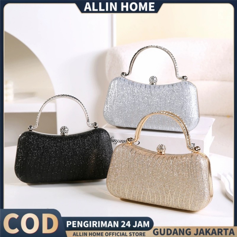 BJ38DS ALLINHOME Tas Pesta Wanita Import Premium Tas Kondangan Wanita Mewah Elegan Clutch Tas Rantai