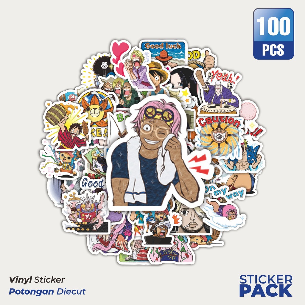 

Stiker Vinyl Stiker Anime One Piece Waterproof Aesthetic- Untuk Laptop, Motor, dan Helm - Paper Stationery Pack