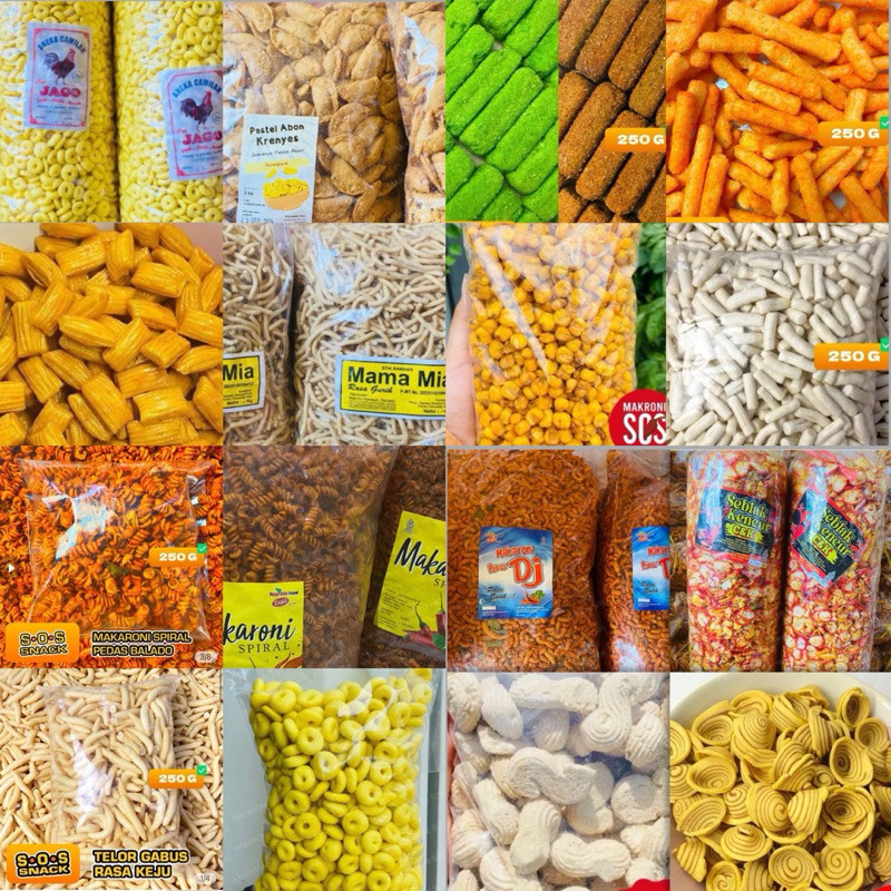 

H __ “Serbu Serba 9Ribu” 250 Gram Snack Camilan Terlengkap Pedas Manis Gurih Snack Makaroni Sos Food Snack