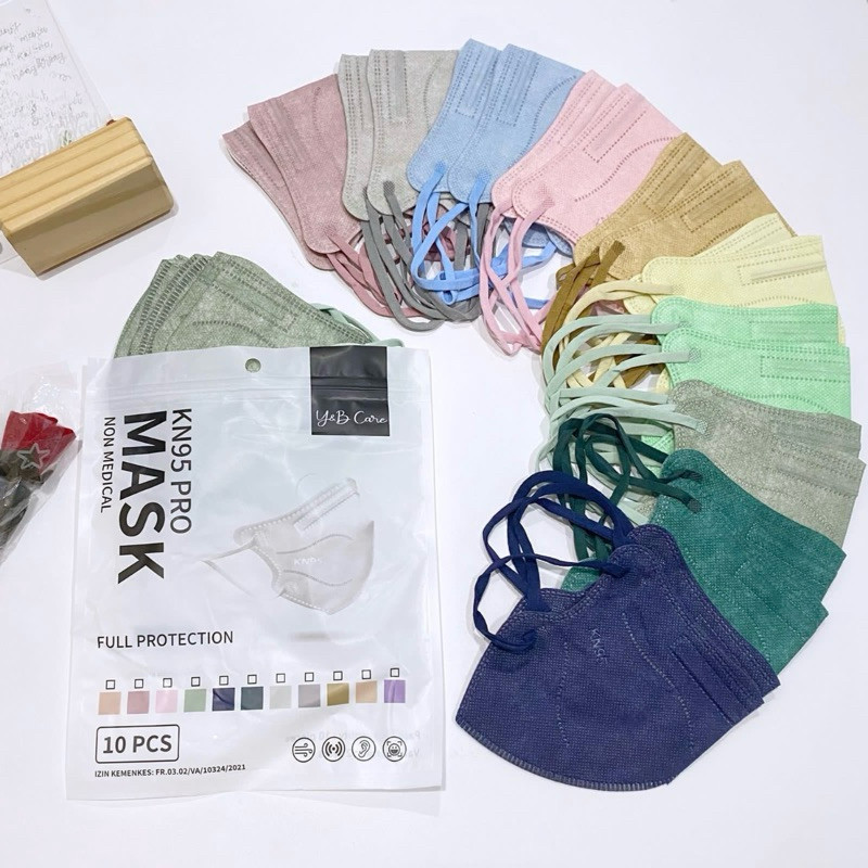 OMEGA - Masker KN95 PRO Y&B CARE 4Ply isi 10Pcs Putih Hitam Warna 95PRO KN 95 PRO 4 Ply Earloop Surg