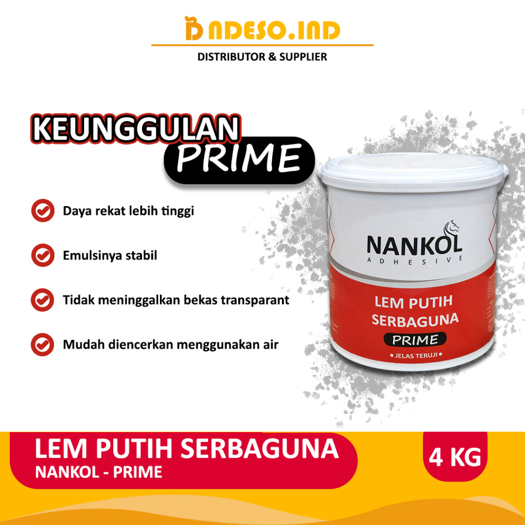 

JAMIN MURAH !!!Lem Putih Serbaguna Nankol PVAc Prime - 4KG(BISA LANGSUNG ORDER)
