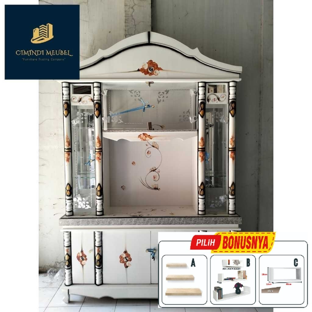 Buffet Kristal Minimalis 4 Pintu / Lemari Hias / Bufet Pajangan/Bufet Tv kristal