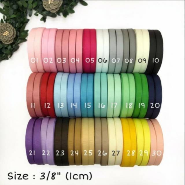 

20 YARD - 0.9 cm ( atau 1 cm ) | Pita Grosgrain Premium (⅜ inch)