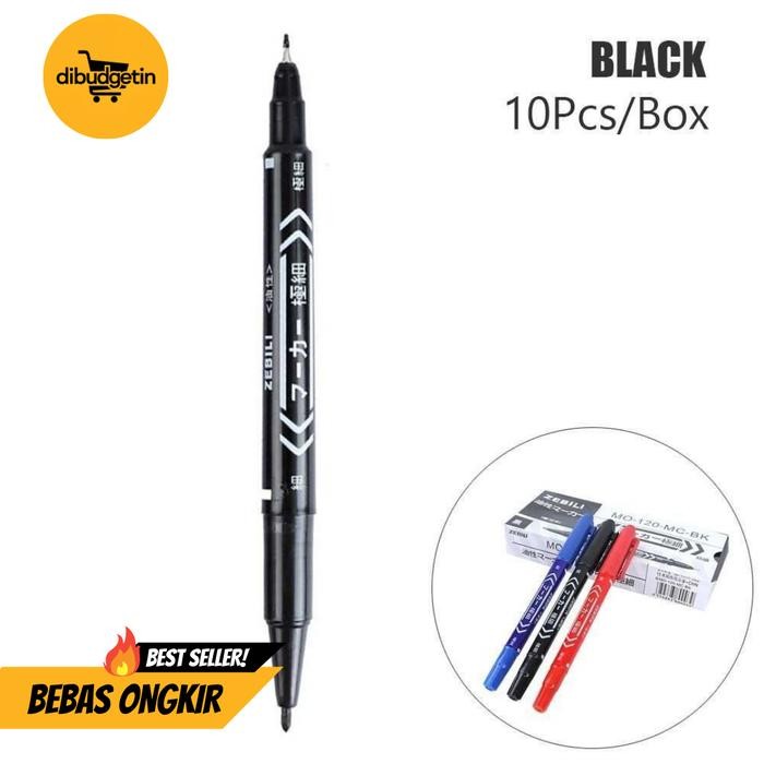 

Pena Spidol Permanen Dual Head Marker Waterproof 0.5 1mm 10 PCS - ZEBILI MO-120-MC