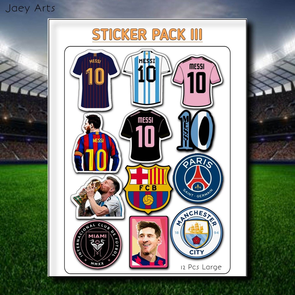 [12 Pcs Large Size] Stiker Lionel Messi Stiker Jersey Lionel Messi Stiker Club Lionel Messi Stiker B