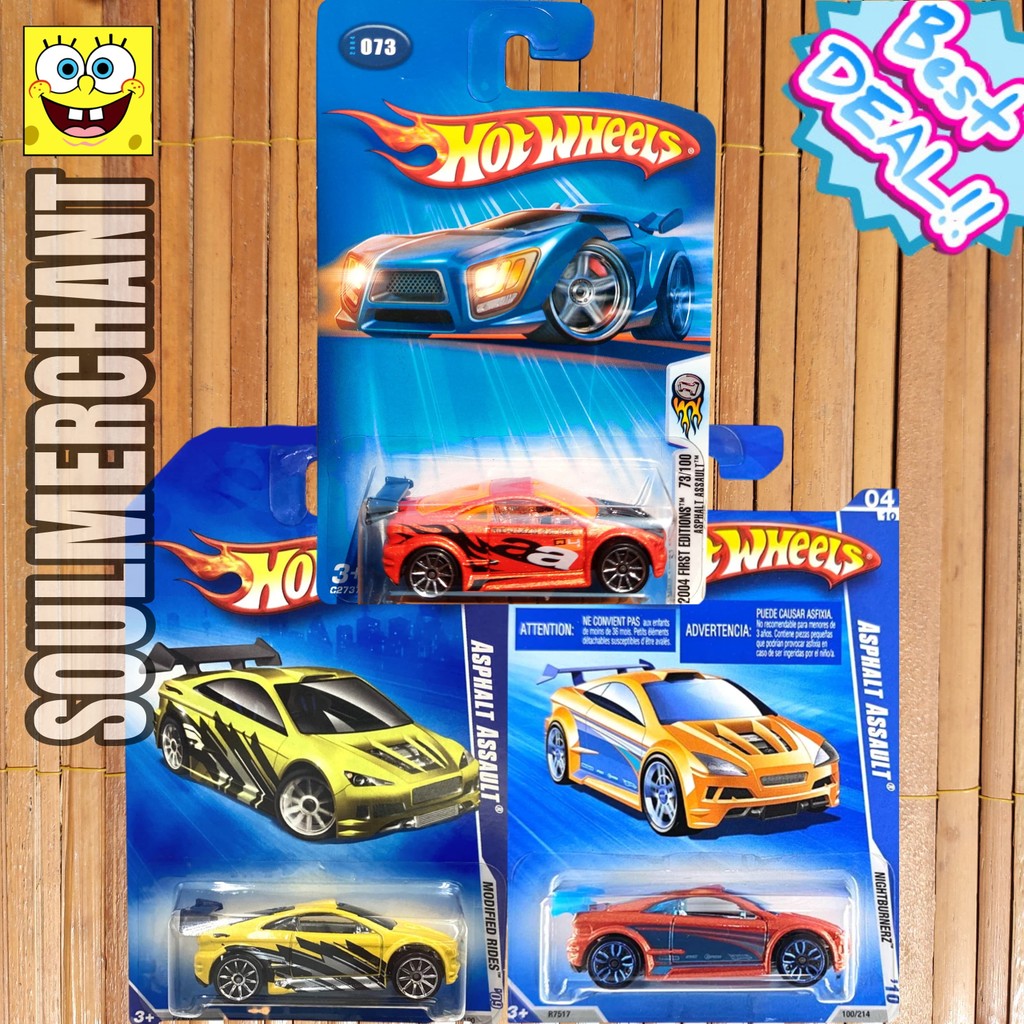 Hot Wheels Asphalt Assault Kuning Orange HIjau Sport Car