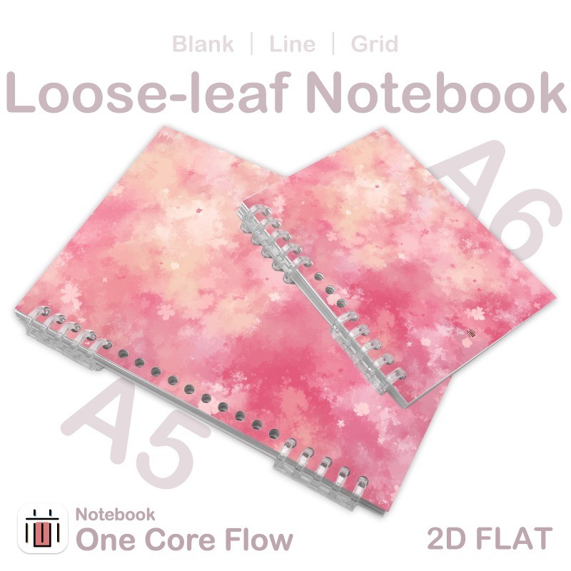 

1-Pack Pink Loose-Leaf Notebook with Soft Cover, Detachable Pages for Sketching & Learning, Blank Grid Design, Multiple Page Opt