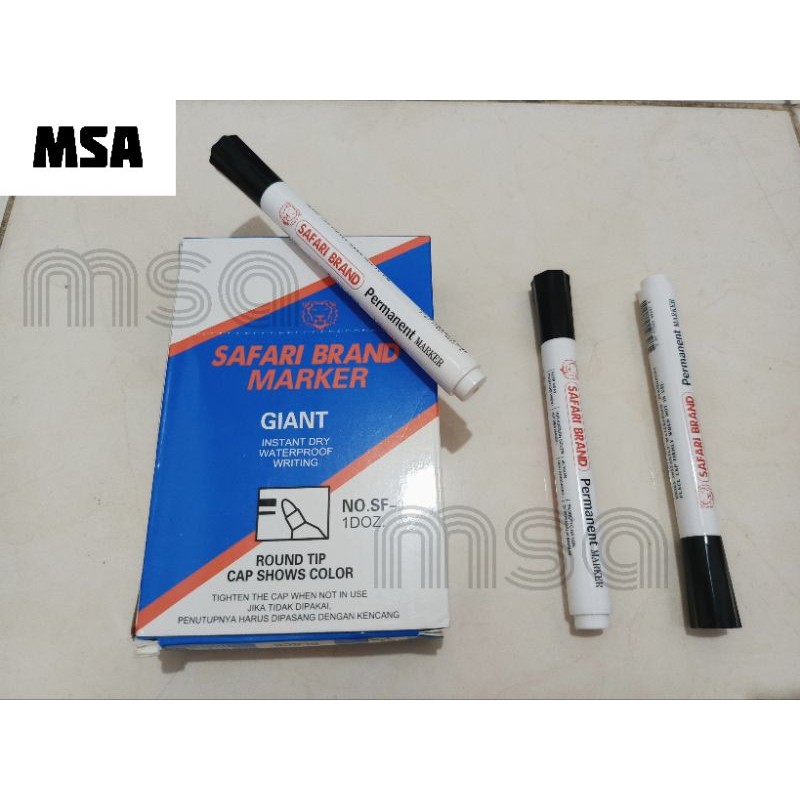 

1 LUSIN 12 PCS SPIDOL PERMANEN HITAM SAFARI / SPIDOL MARKER HITAM SAFARI