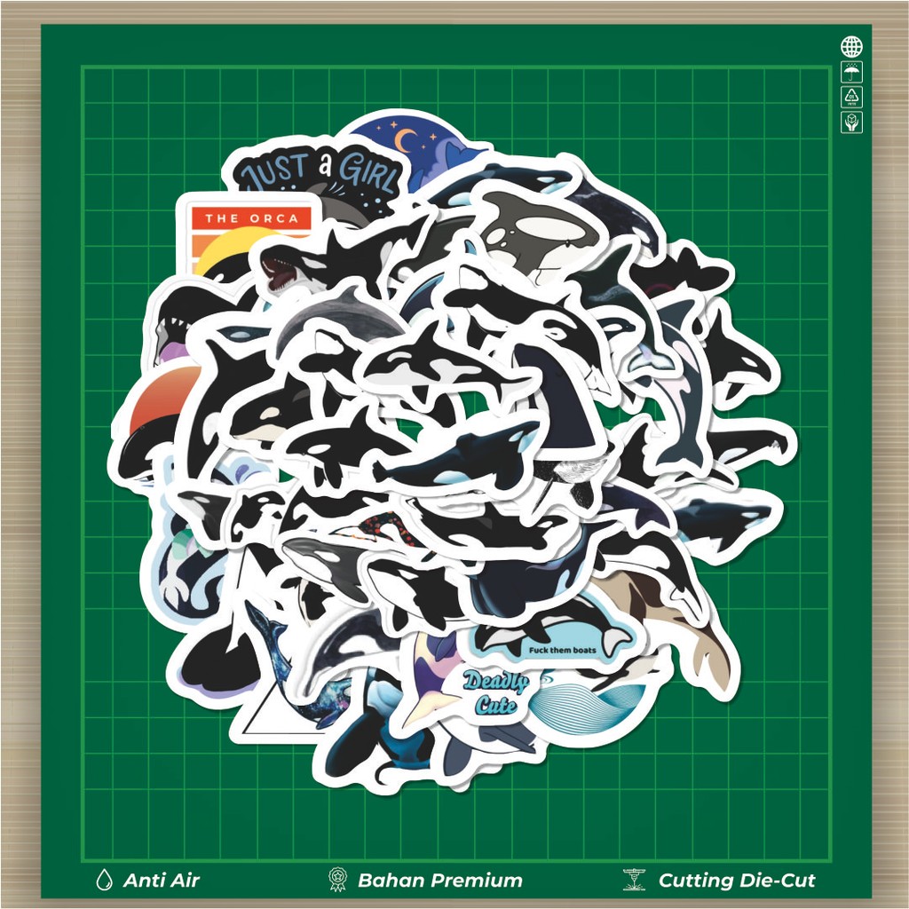 

HOT 50 PCS STIKER Stiker Hewan Orca/Paus Stiker Fashion Cars Decal Dingin Kartu Album Custom Vinyl Anti Air- Sticker Aesthetic Buku Journal Koper Casing HP Tablet Laptop Helm Motor Botol Minum