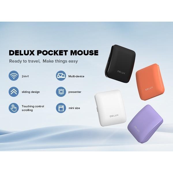 Delux MF10 2in1 Foldable Bluetooth Mouse Laser Presenter Touch Scroll