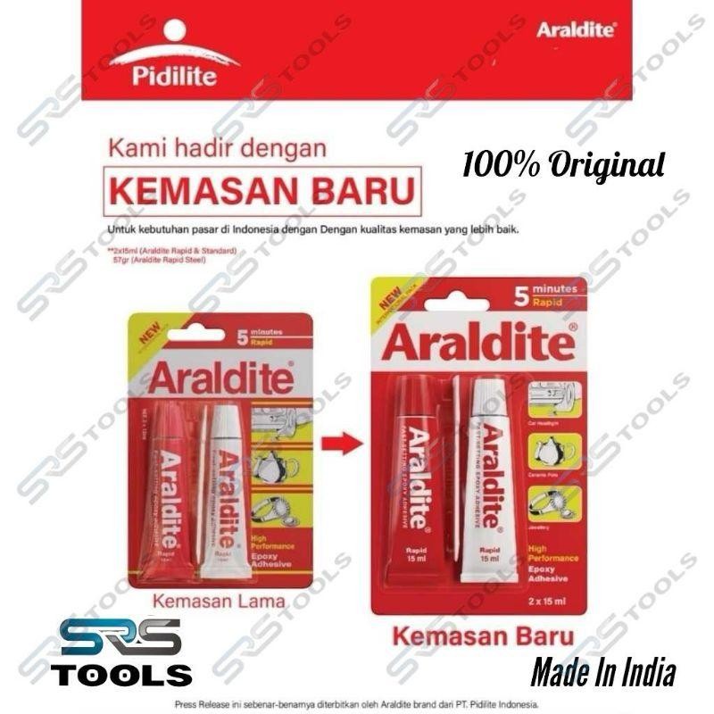 

ARALDITE Merah Lem Besi / Lem Serbaguna Epoxy 5 Menit Rapid 2 x 15 ml Original