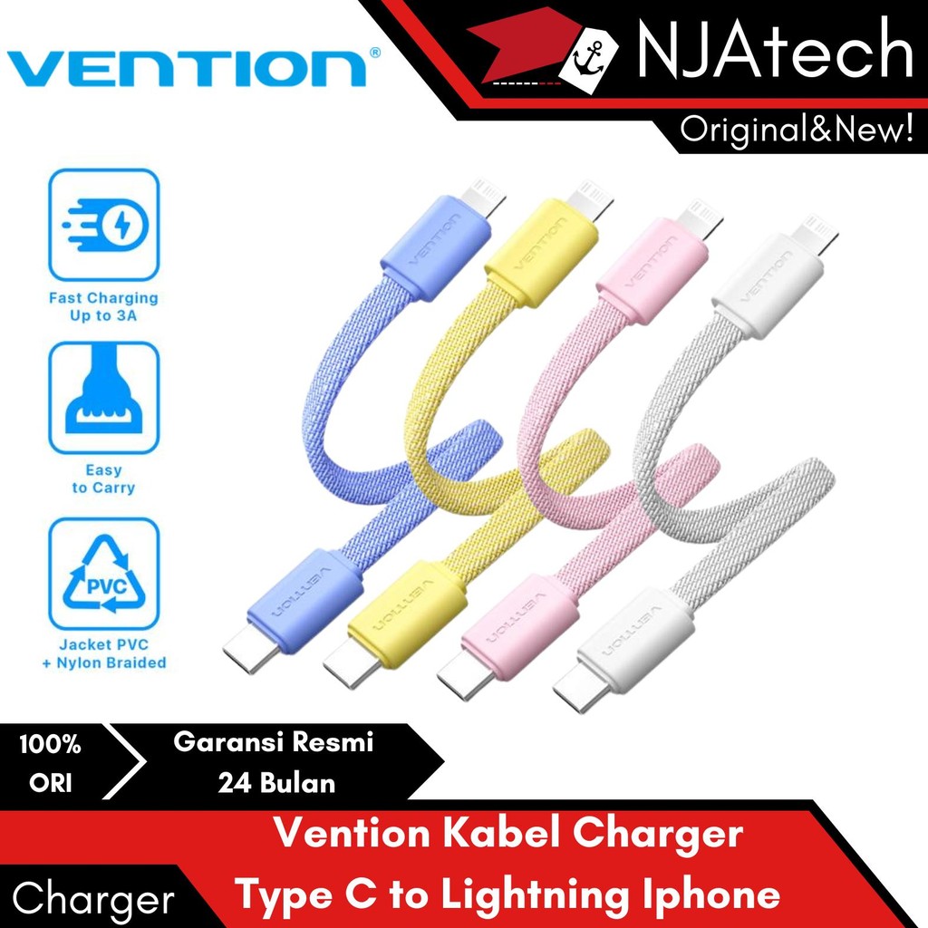 Vention Cable Power Bank Type C To Lightning Iphone Kabel Pendek Powerbank Fast Charging Kabel