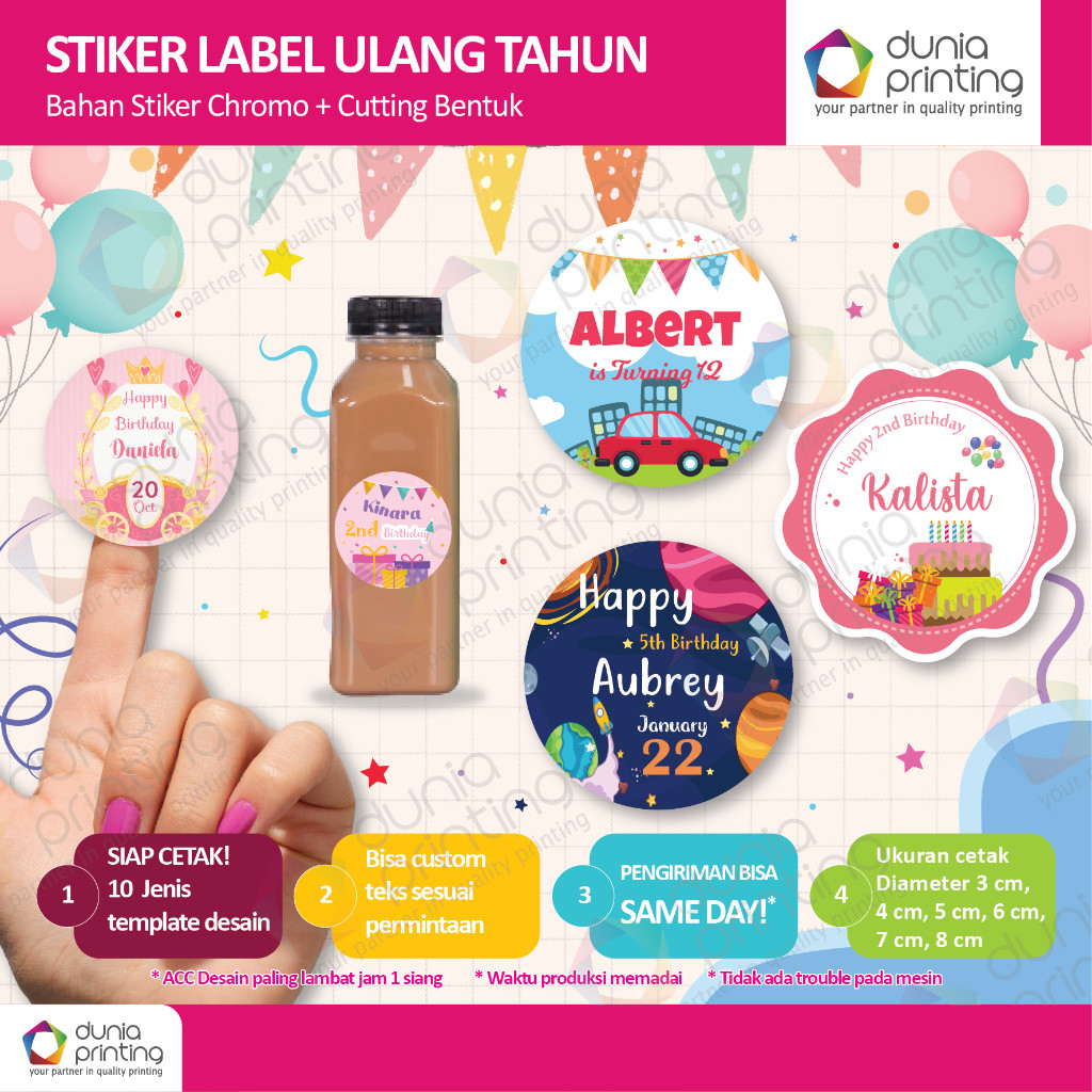 

STICKER ULANG TAHUN ANAK UNTUK DI TEMPEL DI TEMPAT MAKAN DAN MINUM, KARDUS,TEPAK,PLASTIK DLL