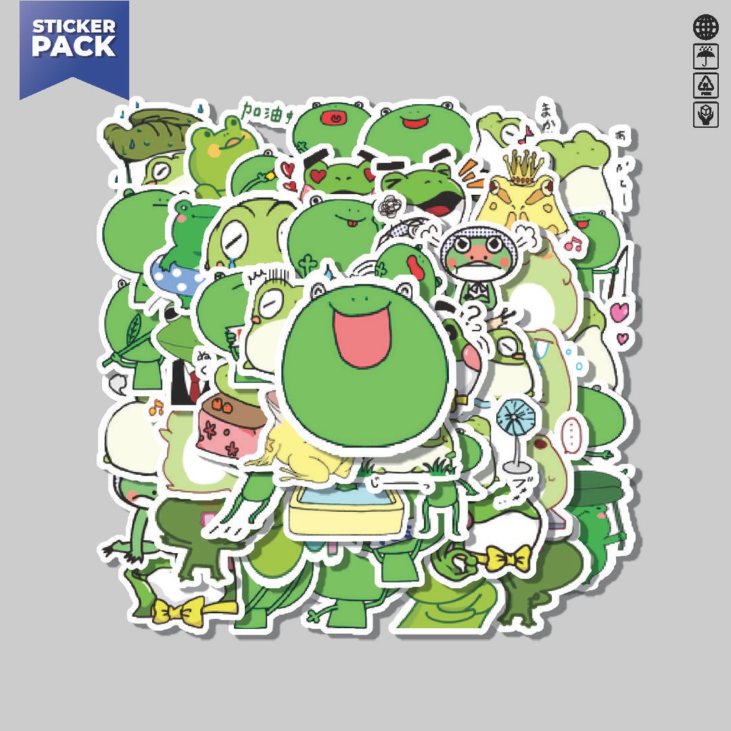 

[100PCS]Stiker Pack Stiker Kawaii Frog Series F [Katak] Aesthetic Vinyl Anti Air Dekorasi Sticker Laptop Buku Journal Koper Helm Casing HP Gitar Helm Skateboard