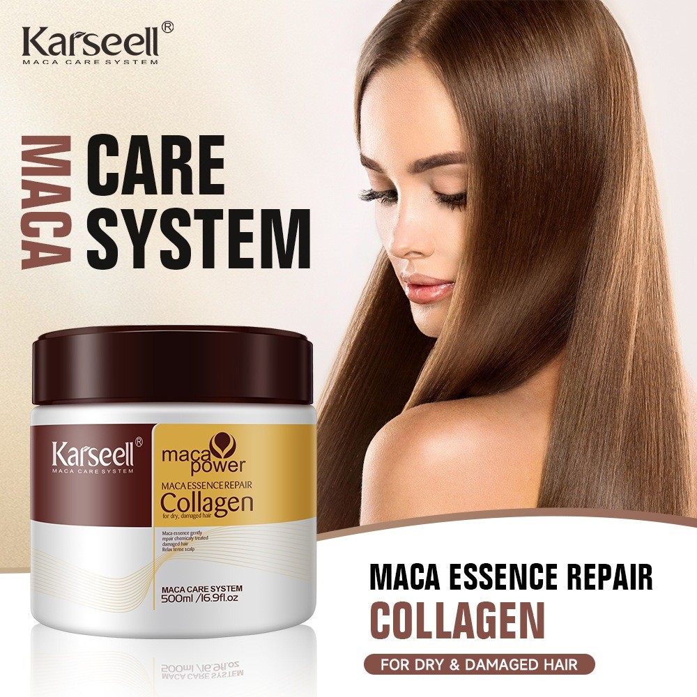 【COD】KARSEELL Collagen Hair Mask Pelurus Rambut Original Masker Rambut Keratin Smoothing 500ml
