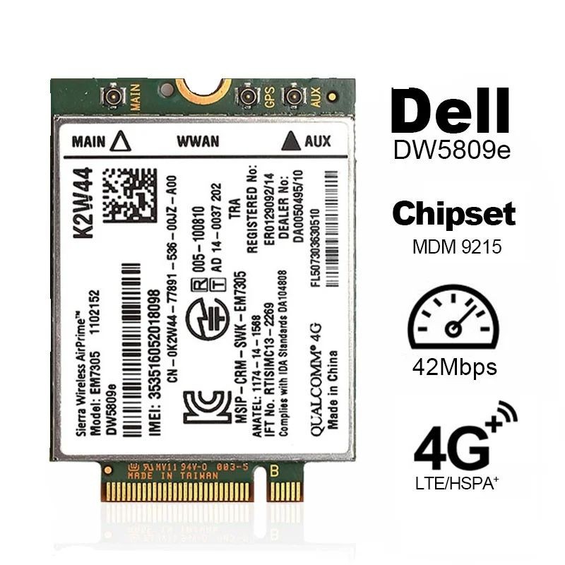 Original EM7305 DW5809e GOBI5000 4G LTE Module NGFF WWAN card for DELL Latitude  7214 7350 7414 Venu