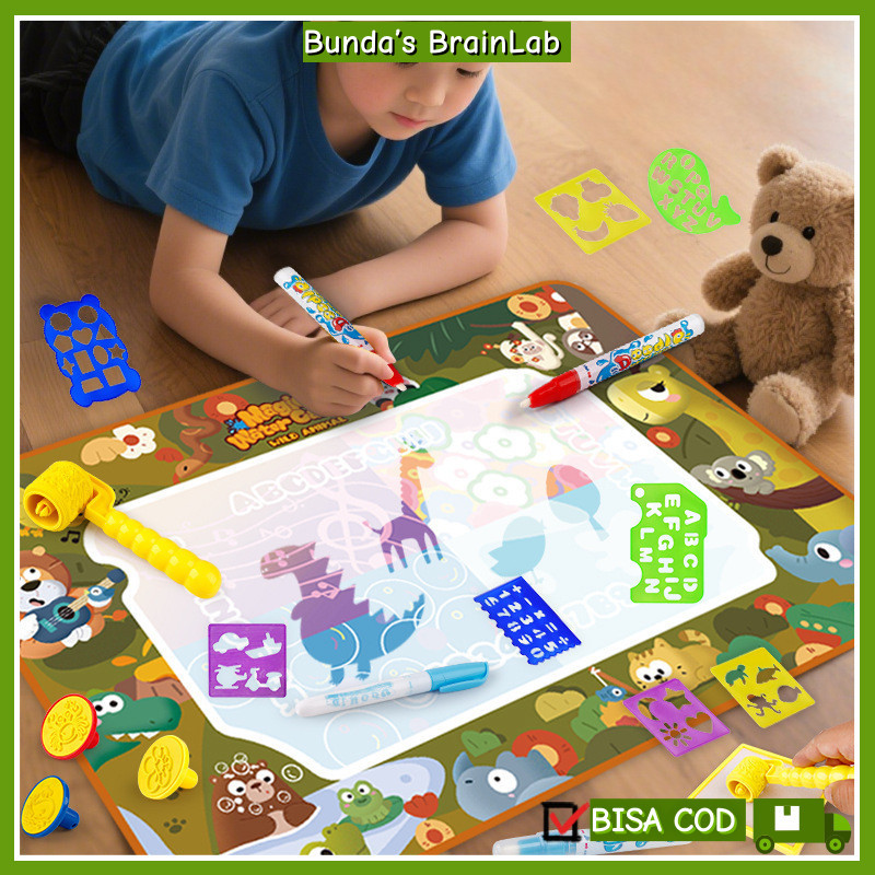 

Doddle Mat Kain Ajaib Water Drawing -Ukuran Besar 80*60cm Magic water canvas Mainan Menggambar Anak Tanpa Ribet Pakai Air Saja Mainan Edukasi Anak