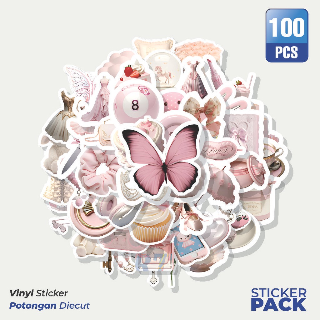 

Stiker Vinyl Stiker Pink Ballet Style Waterproof Aesthetic- Untuk Laptop, Motor, dan Helm - Paper Stationery Pack