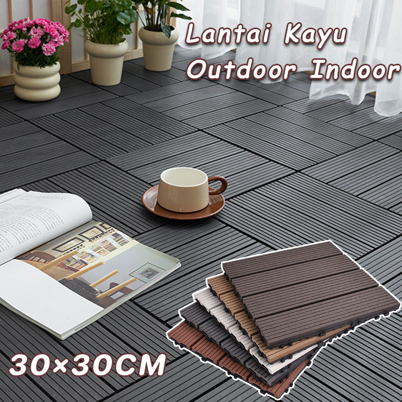 30×30CM Kayu Outdoor Anti Air Panel Snap-on / lantai kayu jati motif / Lantai Kayu Outdoor Tahan Air