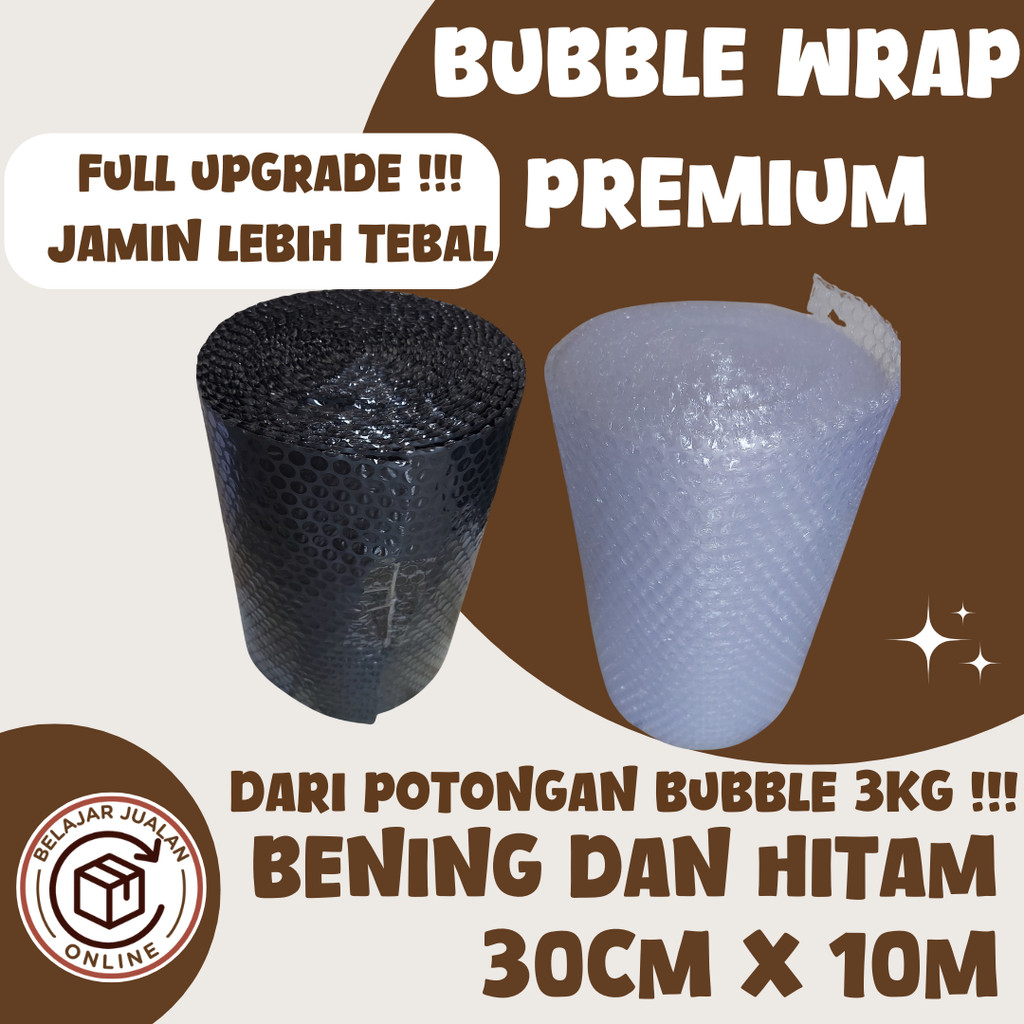 

Bubble Warp 30cm x 10m Ekonomis (Bungkus Gelembung) HITAM/PUTIH Premium Plastik Packing Waterproof