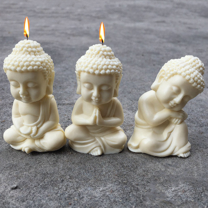 

3D Buddha Candle Silicone Mold DIY Meditation Chanting Buddha Statue Plaster Epoxy Resin Casting Tool Hand Soap Ice Making