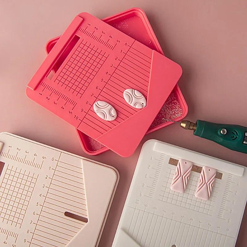 

Earrings Punch Auxiliary Box Drilling Dust Storage Box DIY Jewelry Punching Positioning Auxiliary Polymer Clay Tool