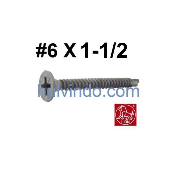 Skrup Gypsum SDS / SDS Drywall Screw "LION" 6 x 1-1/2 | ISI 100PCS