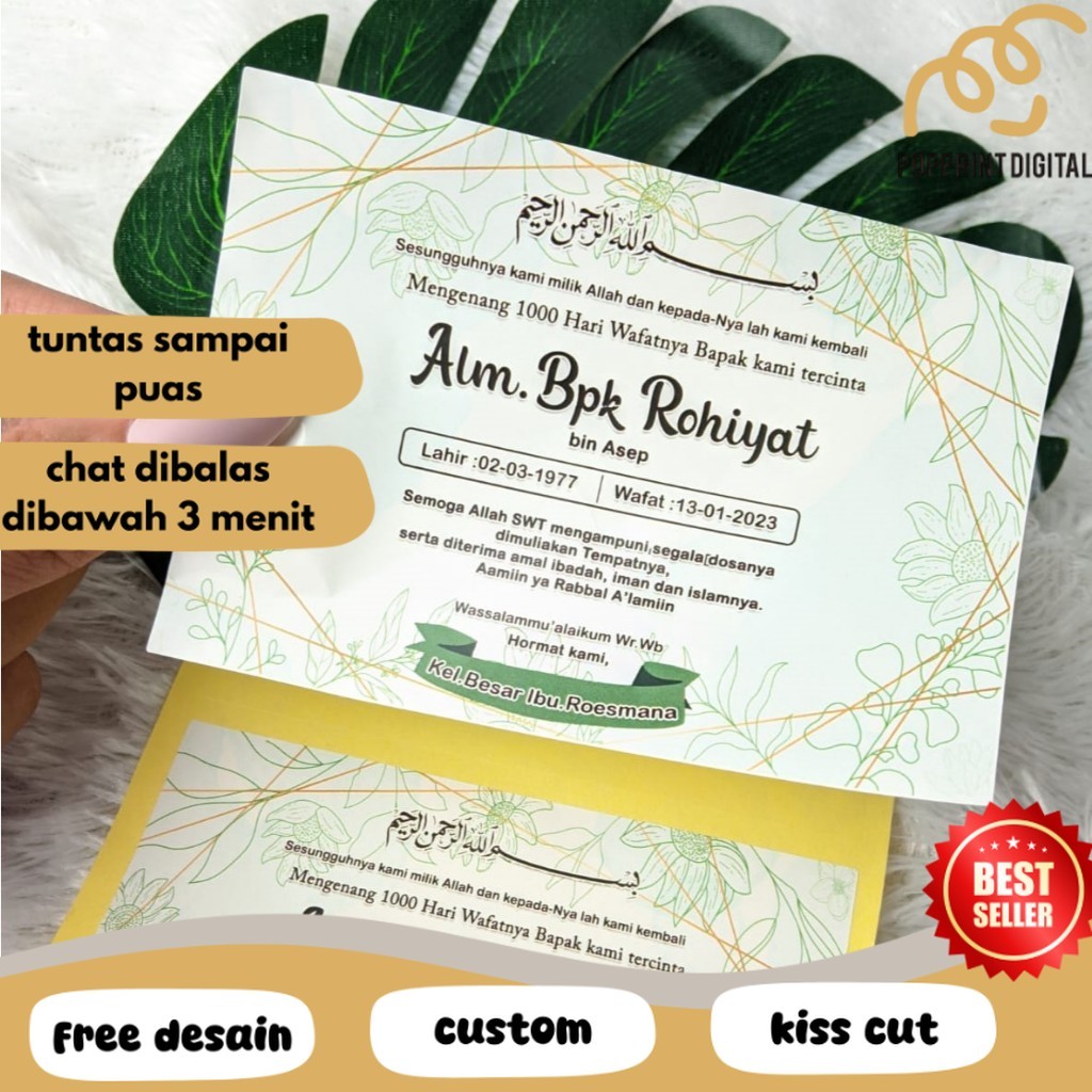 

PpD Stiker Tahlilan Kartu Wafatnya Persegi Chromo Mengenang 40 100 1000 Hari Sticker Box Murah