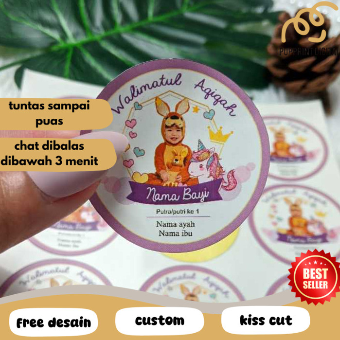 

PpD 9-15 Cetak Sticker Aqiqah Anak Bayi Label Kikah Stiker Bulat Akikah Free Desain Uk.Besar