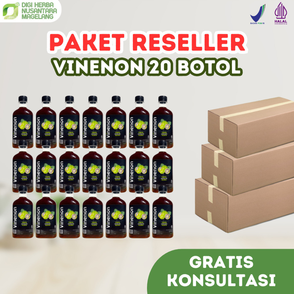 

PAKET RESELLER 20 BOTOL Vinenon cuka mengkudu murni ampuh hancurkan batu ginjal
