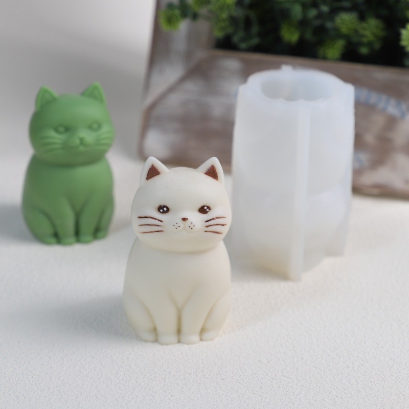 

3D Smile Cat Silicone Mold DIY Kitten Candle Soap Plaster Crafts Resin Concrete Mold Chocolate Cake Baking Tools Home Decor Gift