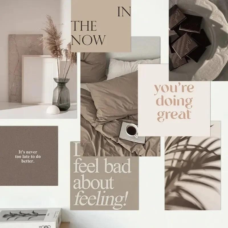 

15 Morandi Color Series Card Postcards High-end Atmosphere Photo Props Interior Wall Decoration Stickers