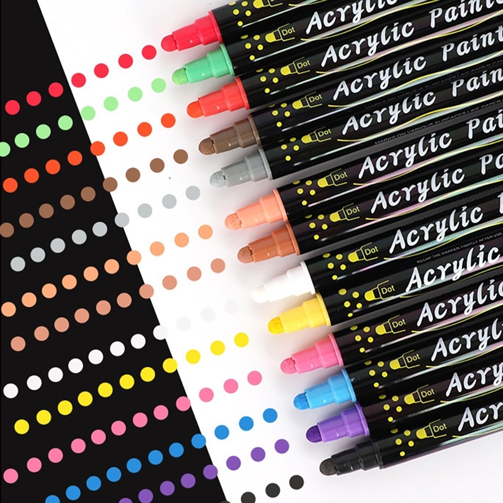 

24/36 Colors Double Ended Acrylic Marker Waterproof Art Painting Supplies School Stationary Color Paint Pen for Student Professional painting Gift