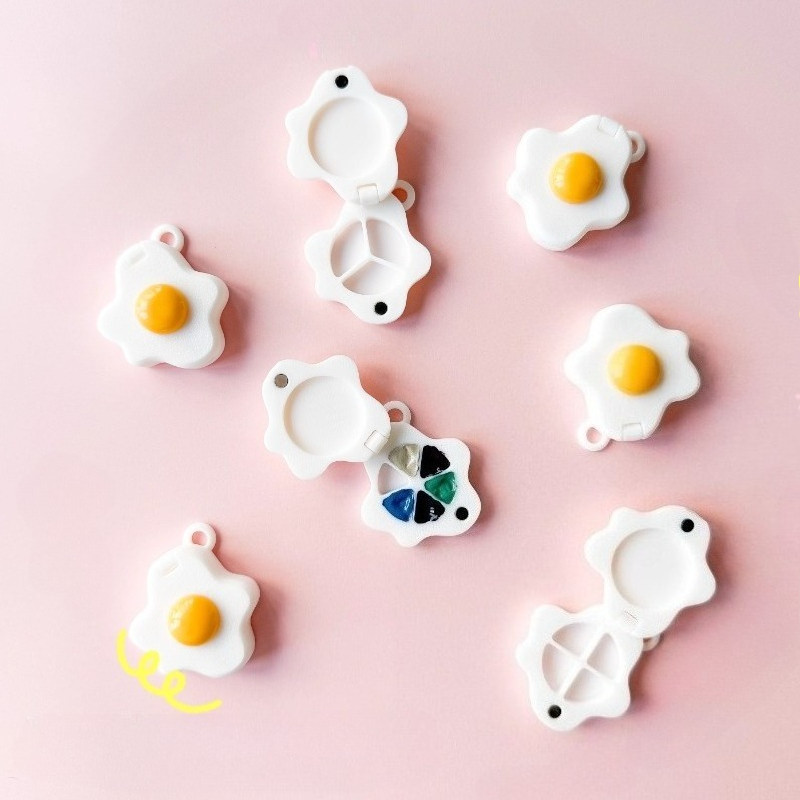 

Portable Empty Watercolor Palette Cute Egg Styling Keychain Watercolor Box Student Travel Watercolor Storage Art Supplies