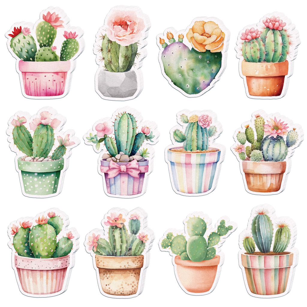 

12/24/36pcs Plant Cactus Shaped Sticky Notes Set,Self-Stick Notes Pads,Refrigerator Memo Pads for Kids Gifts Home Use Supplies