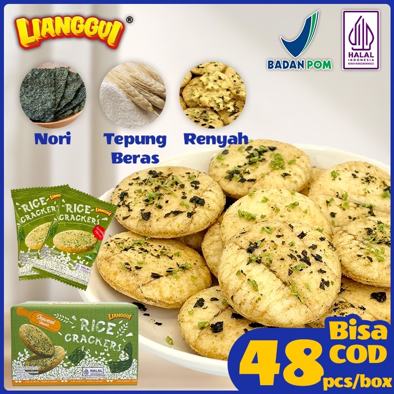 

24+24pcs Nori Crackers Cemilan Sehat Renyah Snack Kantor/Diet Viral Halal 200gr Lianggui