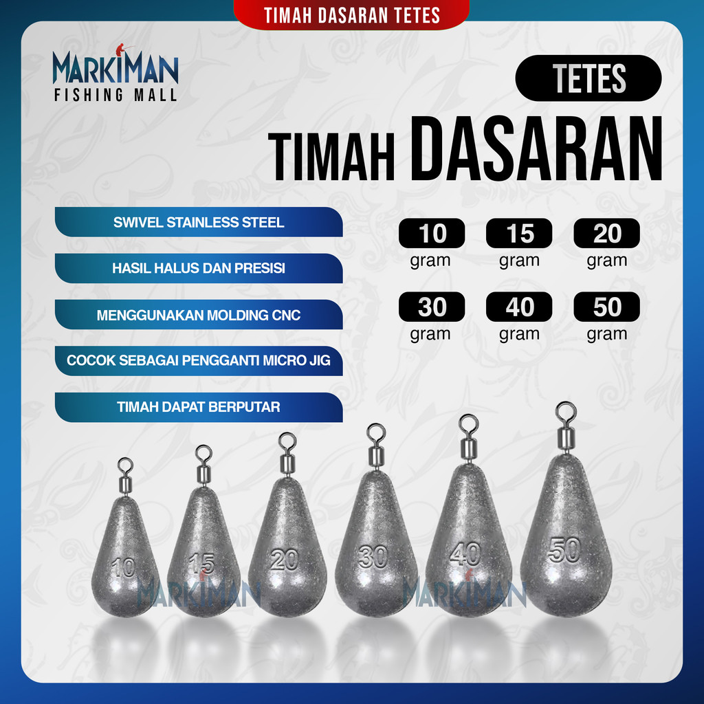 Timah Tetes Putar Markiman Model Tetes Air Swivel Kili Kili 10 15 20 30 40 50 Gram Timah Pancing Tim