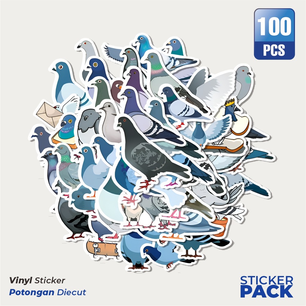 

Super Hemat! 100 PCS Stiker Cute Pigeon [Merpati yang lucu] Waterproof Aesthetic- Untuk Laptop, Motor, dan Helm - Paper Stationery Pack