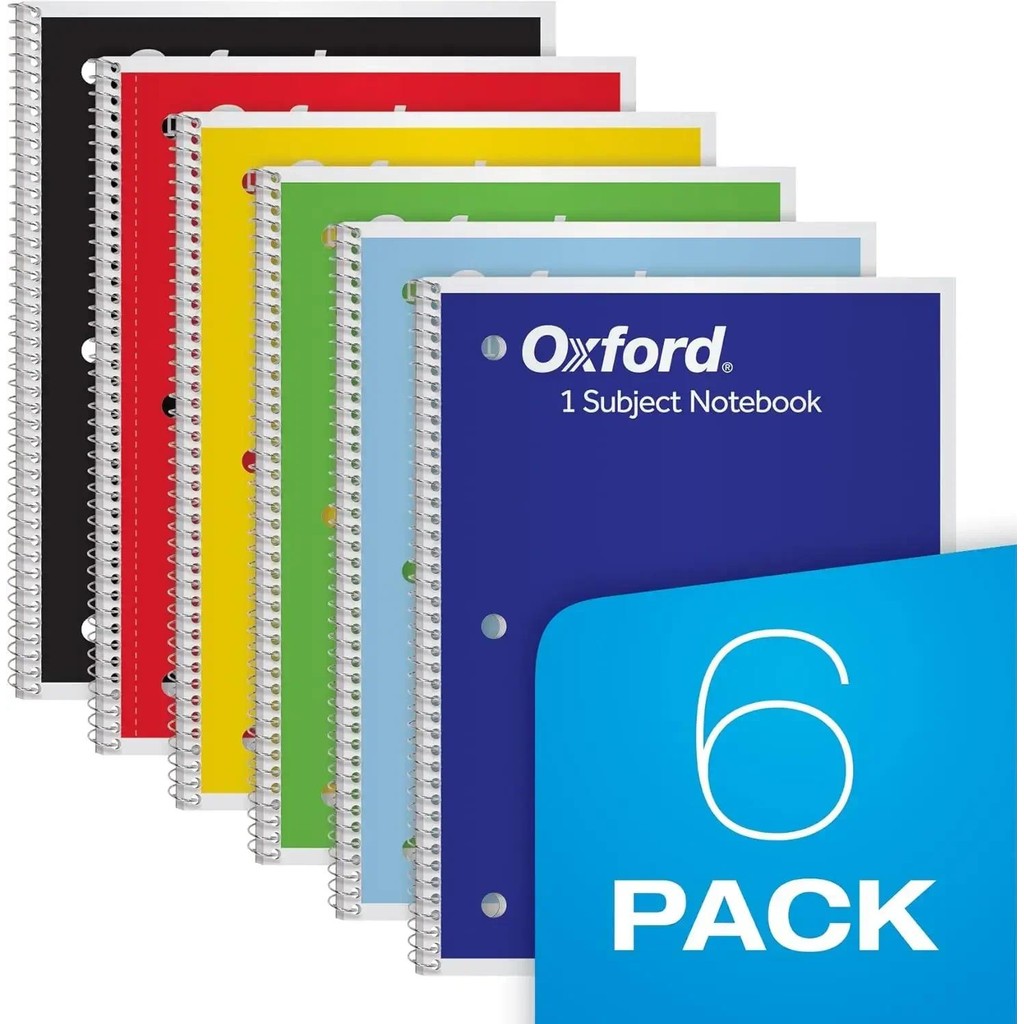 

Oxford Spiral Notebook 6 Pack Loose Wide Gauge Spiral Notebook for School Use 1 Subject Journal 70 Pages